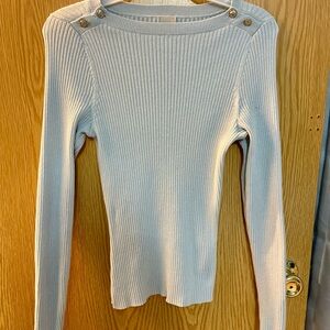 H&M Light Blue Ribbed Long Sleeve Top